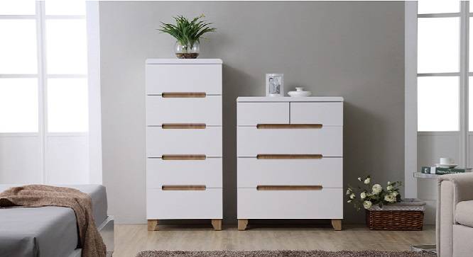 Oslo High Gloss Chest of Drawer Set (White Finish) by Urban Ladder - Full View Design 1 - 155353