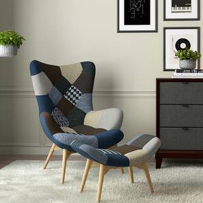 Wing Lounge Chairs Design Contour Lounge Chair in Indigo Patch Work