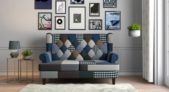 Minnelli Loveseat (Indigo Patch Work) by Urban Ladder - Design 1 Full View - 155402