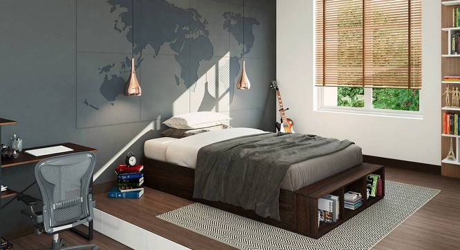 Toshi Teen Bed With Storage (Dark Walnut Finish) by Urban Ladder - Design 1 Full View - 155873