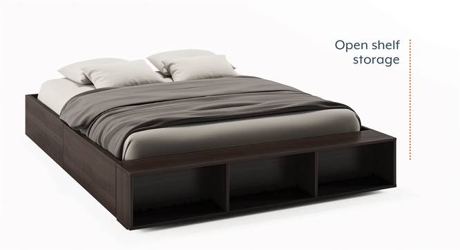 Toshi Platform Storage Bed (Queen Bed Size, Dark Walnut Finish) by Urban Ladder - Front View Design 1 - 155888