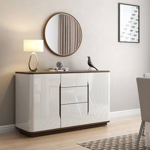 Crockery Unit Design Baltoro Engineered Wood Sideboard in White Finish