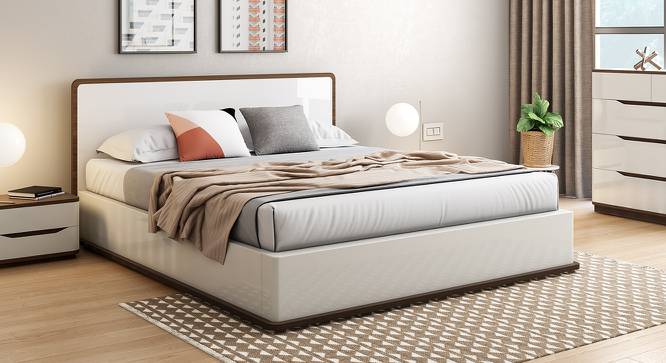 Baltoro High Gloss Hydraulic Storage White Bed (Queen Bed Size, White Finish) by Urban Ladder - Full View Design 1 - 156487
