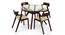 Wesley - Thomson 4 Seater Round Glass Top Dining Table Set (Beige, Dark Walnut Finish) by Urban Ladder - Front View Design 1 - 157618