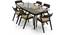 Wesley - Thomson 6 Seater Dining Table Set (Beige, Dark Walnut Finish) by Urban Ladder - Front View Design 1 - 157630