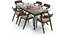 Wesley - Thomson 6 Seater Dining Table Set (Beige, Dark Walnut Finish) by Urban Ladder - Design 1 Half View - 157632