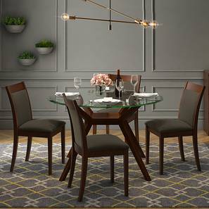 Wesley dalla 4 seater round glass top dining table set grey lp