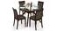 Wesley - Dalla 4 Seater Round Glass Top Dining Table Set (Grey, Dark Walnut Finish) by Urban Ladder - Front View Design 1 - 157809