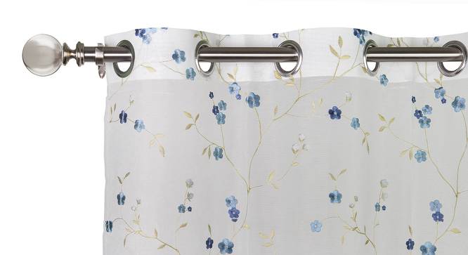 Tivoli Embroidered Sheer Curtain - Set Of 2 (Blue, 52"x104" Curtain Size) by Urban Ladder