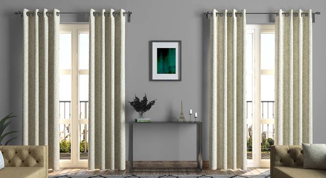 Foglia Curtains - Set Of 2 (Beige, Door Curtain Type, 52"x104" Curtain Size) by Urban Ladder