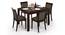 Vanalen 4 to 6 Extendable - Dalla 4 Seater Glass Top Dining Table Set (Grey, Dark Walnut Finish) by Urban Ladder - Front View Design 1 - 158243