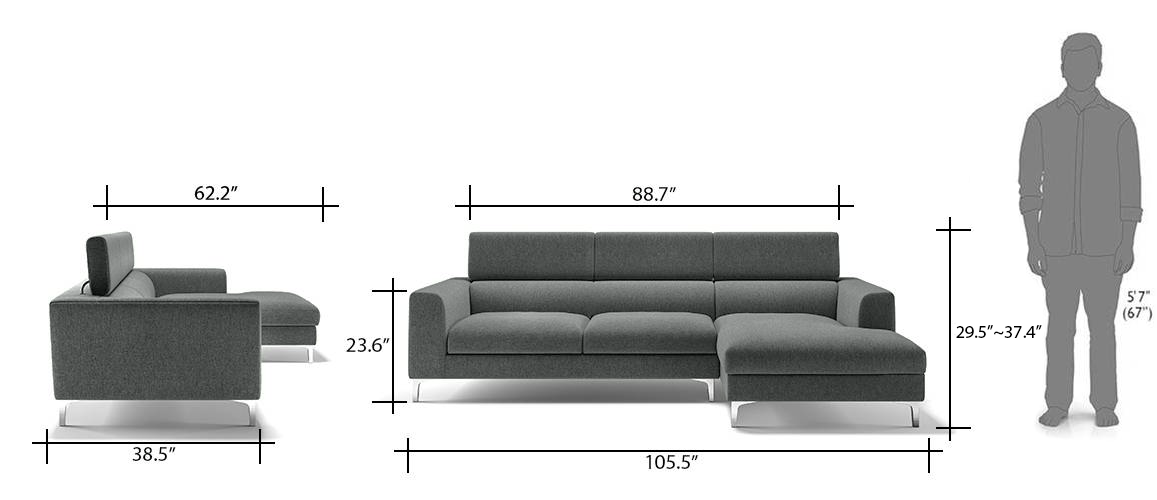Chelsea Adjustable Sectional Sofa (Grey) Urban Ladder