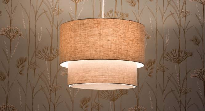 Halo Double Pendant Light (Natural Linen) by Urban Ladder - Design 1 Half View - 159250