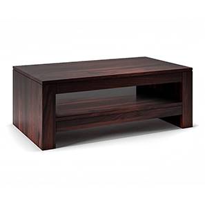 Coffee Table Design Epsilon Rectangular Solid Wood Coffee Table in Mahogany Finish