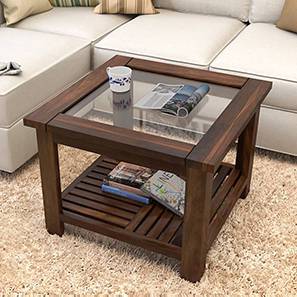 Claire Rectangular Solid Wood Coffee Table in Teak Finish By Urban Ladder