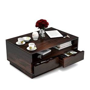 Wooden Tables Design Zephyr Rectangular Solid Wood Coffee Table in Mahogany Finish