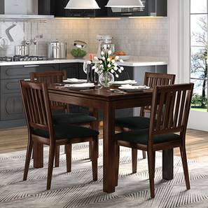 Dining Tables And Chairs Design Diner 4 Seater Dining Table Set (With Upholstered Chairs) (Dark Walnut Finish)
