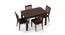 Diner 4 Seater Dining Table Set (With Upholstered Chairs) (Dark Walnut Finish) by Urban Ladder - Front View Design 1 - 162986