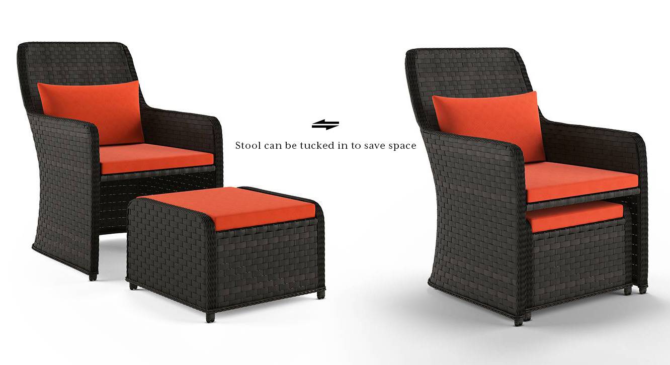 Patio chair with footrest clearance