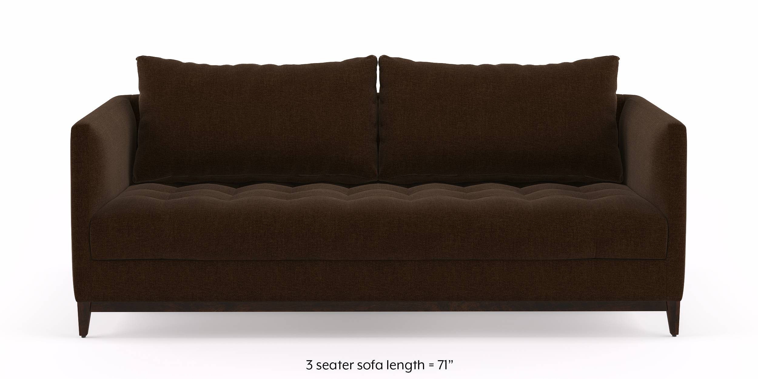 Florence Compact Sofa  (Dark Earth) (3-seater Custom Set - Sofas, None Standard Set - Sofas, Dark Earth, Fabric Sofa Material, Compact Sofa Size, Regular Sofa Type) by Urban Ladder - - 169049