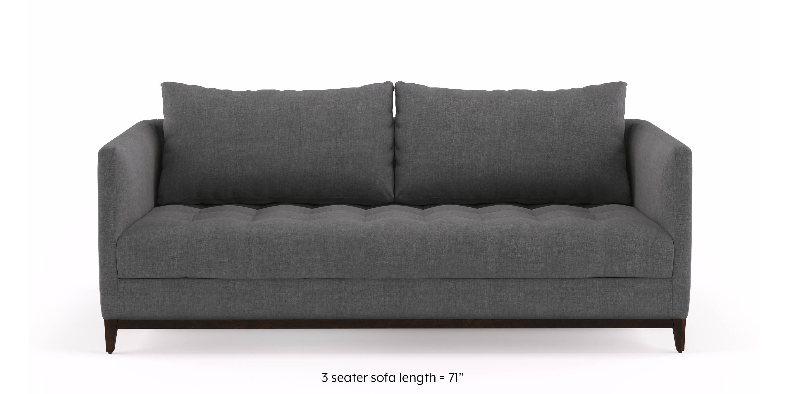 Florence Compact Sofa (Smoke Grey) (3-seater Custom Set - Sofas, None Standard Set - Sofas, Smoke, Fabric Sofa Material, Regular Sofa Size, Regular Sofa Type) by Urban Ladder - - 169100