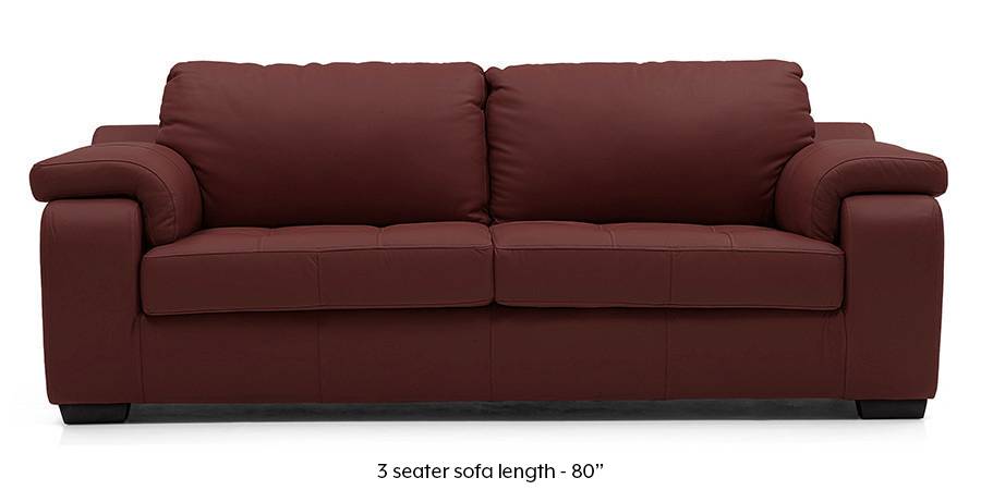 Trissino Sofa (Wine Italian Leather) (Regular Sofa Size, Regular Sofa Type, Leather Sofa Material, Wine) by Urban Ladder - - 173721
