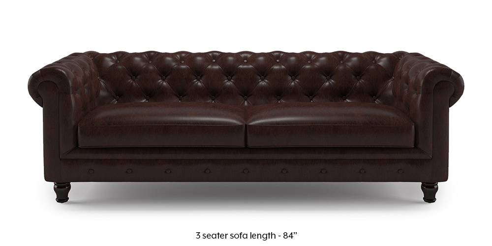 Winchester Half Leather Sofa (Chocolate Italian Leather) (Chocolate, 1-seater Custom Set - Sofas, None Standard Set - Sofas, Regular Sofa Size, Regular Sofa Type, Leather Sofa Material) by Urban Ladder - - 173758