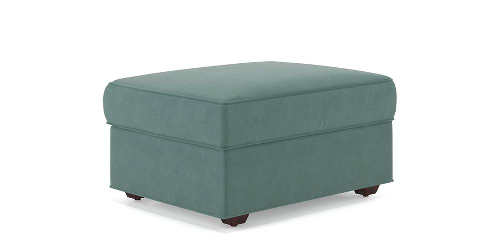 Apollo Sofa Set (Fabric Sofa Material, Compact Sofa Size, Soft Cushion Type, Regular Sofa Type, Ottoman Sofa Component, Dusty Turquoise Velvet) by Urban Ladder