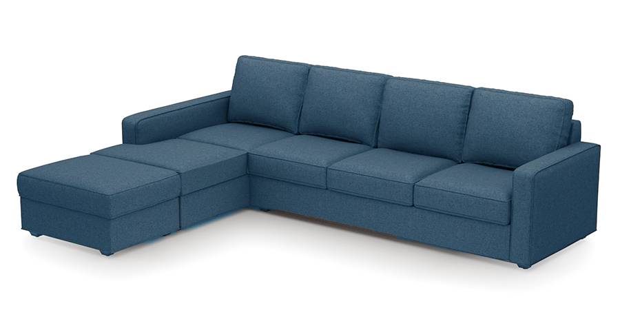 Apollo Sofa Set (Fabric Sofa Material, Compact Sofa Size, Soft Cushion Type, Sectional Sofa Type, Sectional Master Sofa Component, Colonial Blue, Regular Back Type, Regular Back Height) by Urban Ladder - - 178768