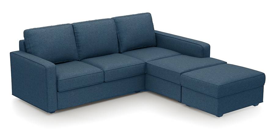 Apollo Sofa Set (Fabric Sofa Material, Compact Sofa Size, Soft Cushion Type, Sectional Sofa Type, Sectional Master Sofa Component, Colonial Blue, Regular Back Type, Regular Back Height) by Urban Ladder - - 178771