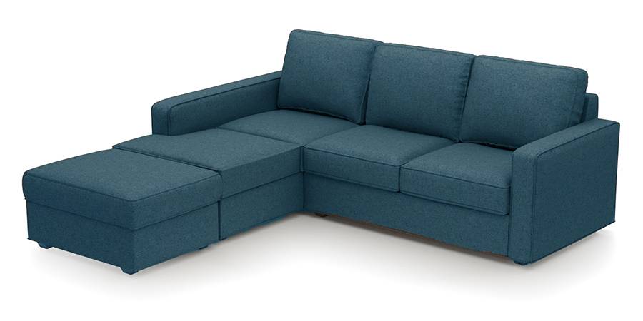 Apollo Sofa Set (Fabric Sofa Material, Compact Sofa Size, Soft Cushion Type, Sectional Sofa Type, Sectional Master Sofa Component, Colonial Blue, Regular Back Type, Regular Back Height) by Urban Ladder - - 178772