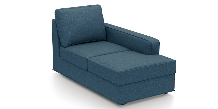 Apollo Sofa Set (Fabric Sofa Material, Compact Sofa Size, Soft Cushion Type, Sectional Sofa Type, Right Aligned Chaise Sofa Component, Colonial Blue, Regular Back Type, Regular Back Height) by Urban Ladder - - 178778