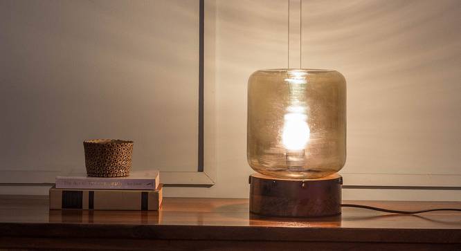 Harare Table Lamp (Light Brown Base Finish, Dark Tint Shade Colour) by Urban Ladder - Design 1 Full View - 189212