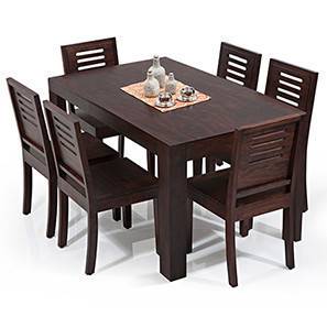 Dining Room Bestsellers Design Arabia Capra Solid Wood 6 Seater Dining Table with Set of Chairs in Mahogany