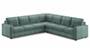 Apollo Sofa Set (Fabric Sofa Material, Regular Sofa Size, Soft Cushion Type, Corner Sofa Type, Corner Master Sofa Component, Dusty Turquoise Velvet) by Urban Ladder