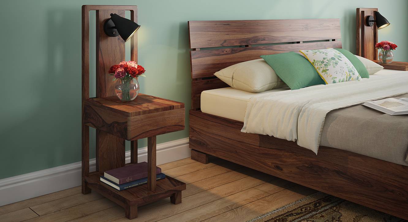 Barrow Solid Wood Bedside Table in Teak Finish Urban Ladder