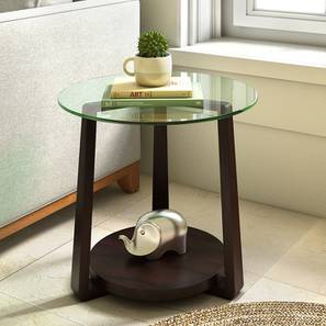 Center Tables Design Jones Glass Top Side Table (Mahogany Finish)