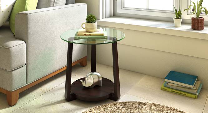 Jones Glass Top Side Table (Mahogany Finish) by Urban Ladder - Design 1 Full View - 195043