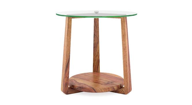 Jones Glass Top Side Table (Teak Finish) by Urban Ladder - Front View Design 1 - 195404