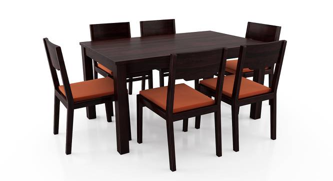 Arabia - Kerry 6 Seater Dining Table Set (Mahogany Finish, Burnt Orange) by Urban Ladder - Front View Design 1 - 196185
