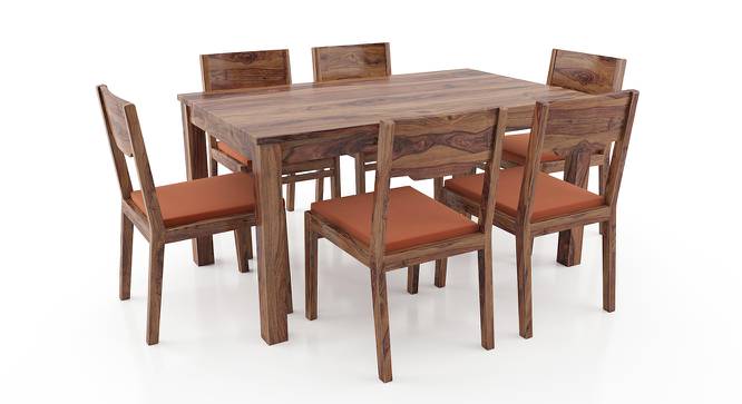 Arabia - Kerry 6 Seater Dining Table Set (Teak Finish, Burnt Orange) by Urban Ladder