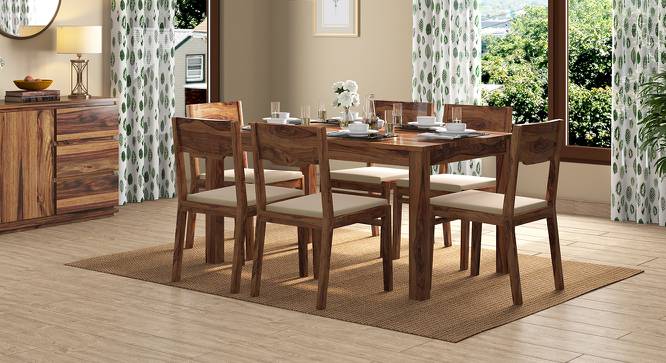 Arabia - Kerry 6 Seater Dining Table Set (Teak Finish, Wheat Brown) by Urban Ladder