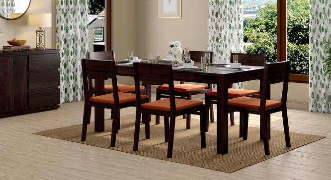 Arabia XL Storage - Kerry 6 Seater Dining Table Set (Mahogany Finish, Burnt Orange) by Urban Ladder - Design 1 Full View - 196314