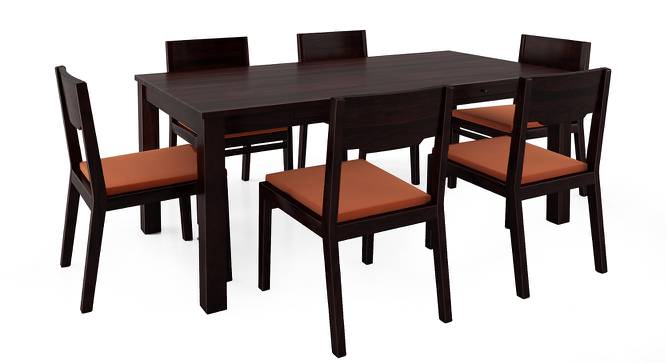 Arabia XL Storage - Kerry 6 Seater Dining Table Set (Mahogany Finish, Burnt Orange) by Urban Ladder - Front View Design 1 - 196315