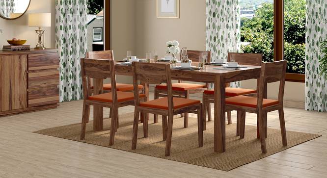 Arabia - Kerry XL 6 Seater Storage Dining Table Set (Teak Finish, Burnt Orange) by Urban Ladder