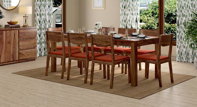 Arabia XXL - Kerry 8 Seater Dining Table Set (Teak Finish, Burnt Orange) by Urban Ladder