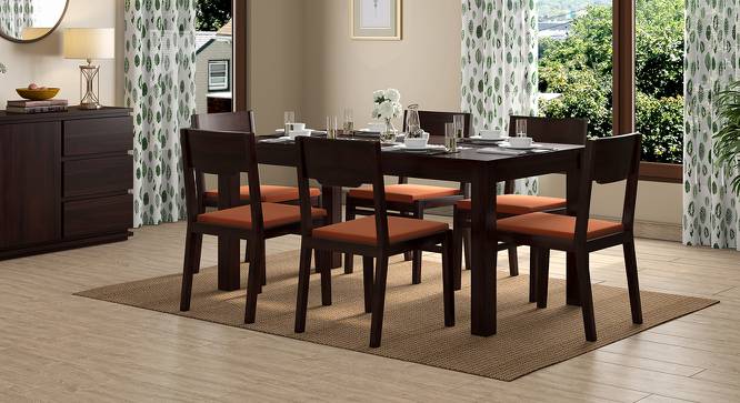 Brighton Large - Kerry 6 Seater Dining Table Set (Mahogany Finish, Burnt Orange) by Urban Ladder - Design 1 Full View - 196414