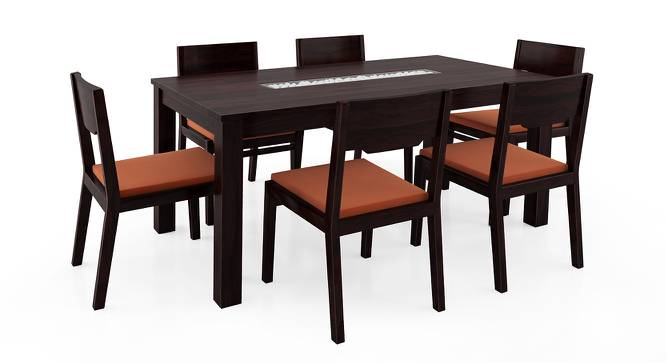 Brighton Large - Kerry 6 Seater Dining Table Set (Mahogany Finish, Burnt Orange) by Urban Ladder - Front View Design 1 - 196415