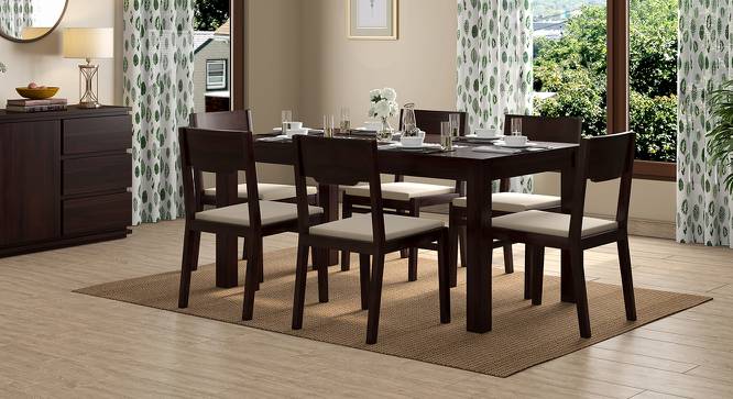 Brighton Large - Kerry 6 Seater Dining Table Set (Mahogany Finish, Wheat Brown) by Urban Ladder - Design 1 Full View - 196423