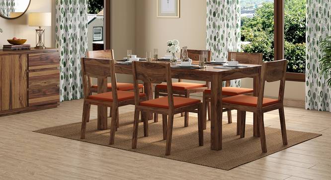 Brighton Large - Kerry 6 Seater Dining Table Set (Teak Finish, Burnt Orange) by Urban Ladder